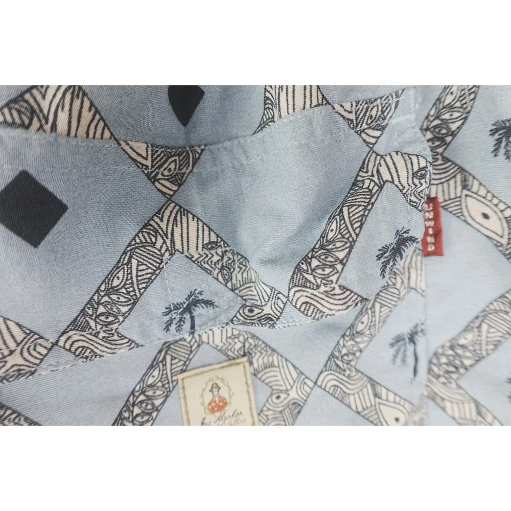 Joe Martin Large‎ Mens Swimming Trunks Shorts  Blue Palm Trees Aztec Nylon